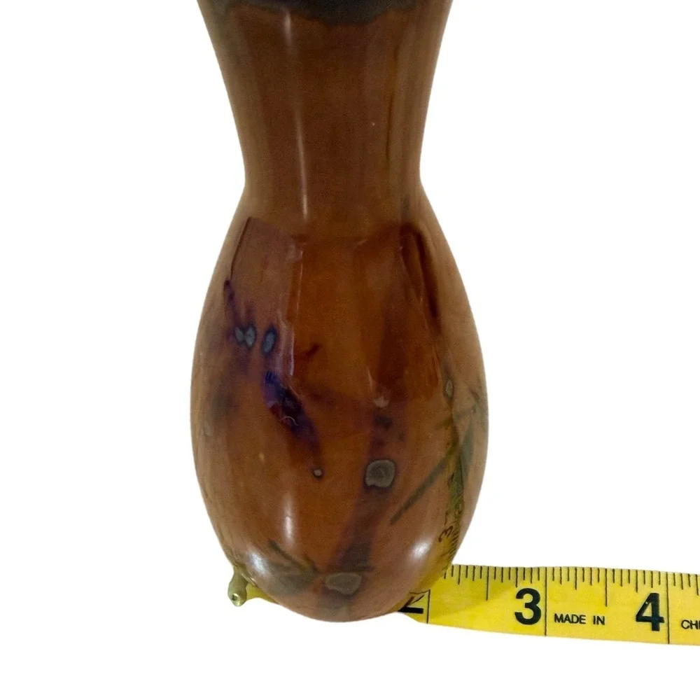 Otagiri Original Japan Hand Crafted Brown Bamboo Ceramic Bud Vase 5 Inch